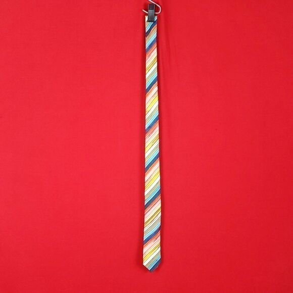 CHANEL Multicolored Rainbow Striped Silk Tie - Picture 2 of 7